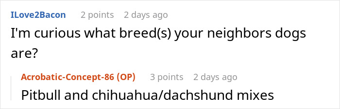 Screenshot of an online conversation discussing dog breeds as part of a woman teaching rude dog owners respect.