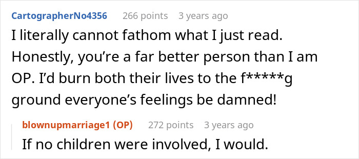 Screenshot of an online forum discussing a woman catching her mom sleeping with her husband and exposing a 22-year affair.