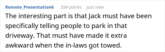 Screenshot of a forum comment discussing a neighbor repeatedly using a nurse’s driveway after a 12-hour shift.