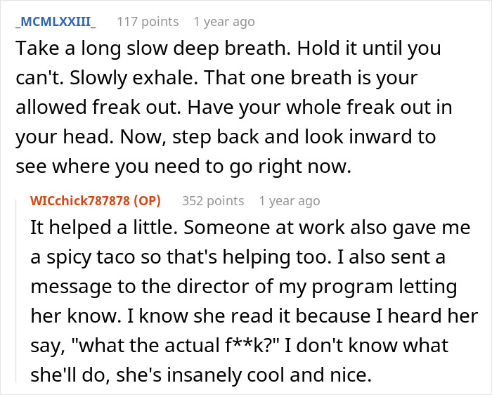 Woman finding out about husband affair baby while setting up WIC profile at work, reading supportive messages on screen.
