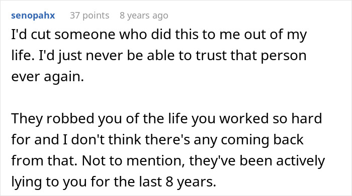Alt text: Woman learns the truth about why she never got to study abroad, feeling betrayed and unable to trust again. Alt text: Woman learns the truth about why she never got to study abroad, feeling betrayed and unable to trust again.