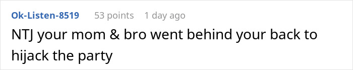 Comment text on a social media post discussing a woman shutting down her brother&rsquo;s proposal at her baby shower.