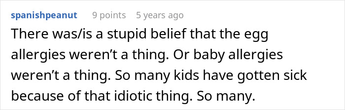 Text post discussing ignorance about child allergies leading to many kids getting sick, highlighting severe allergy risks.