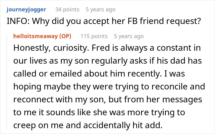 Facebook conversation about husband’s abandoned son and a mom bragging online about no boys necessary situation. Facebook conversation about husband’s abandoned son and a mom bragging online about no boys necessary situation.