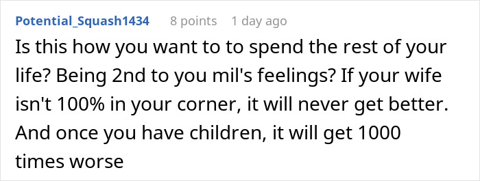 Reddit comment discussing tensions between a couple and their mother-in-law over secret digging through trash.