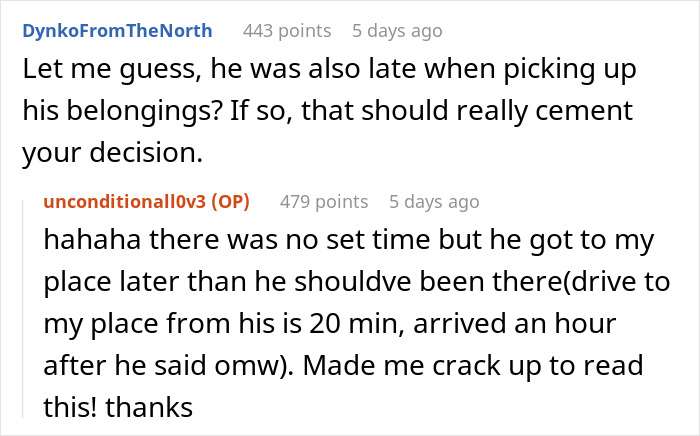 Screenshot of a Reddit conversation about a girlfriend preparing for boyfriend's return who ditches plans last minute and faces breakup. Screenshot of a Reddit conversation about a girlfriend preparing for boyfriend's return who ditches plans last minute and faces breakup.
