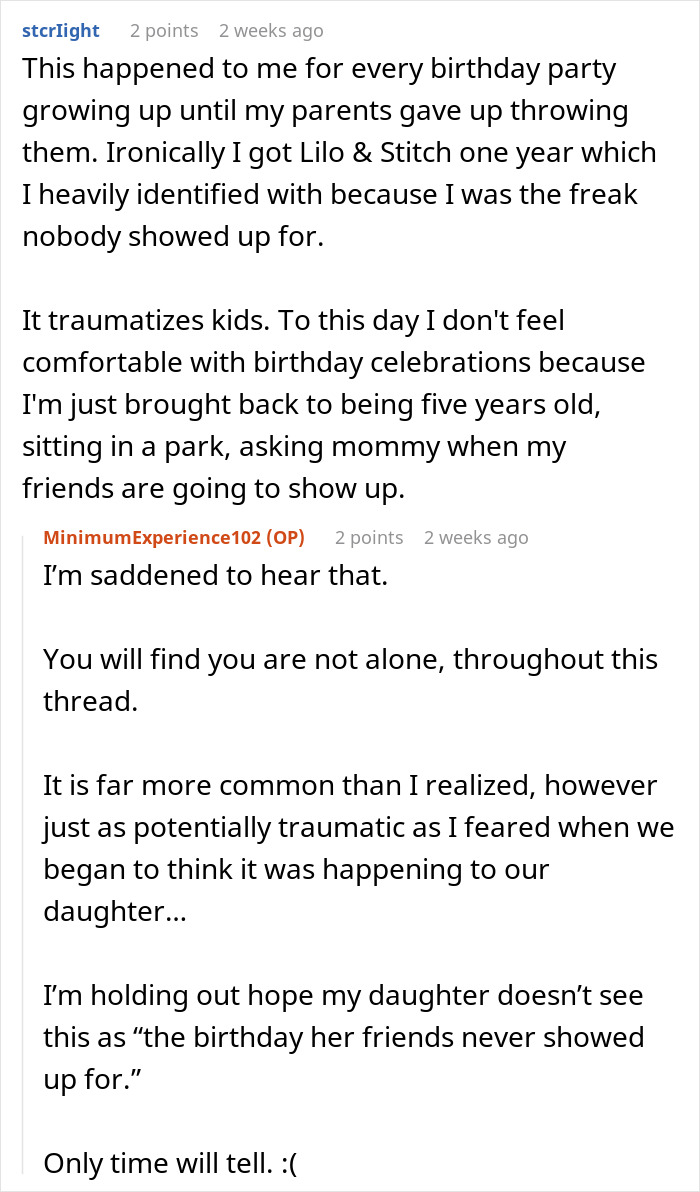Alt text: Online discussion about father blasting parents who promised to come to daughter’s birthday but didn’t show up. Alt text: Online discussion about father blasting parents who promised to come to daughter’s birthday but didn’t show up.