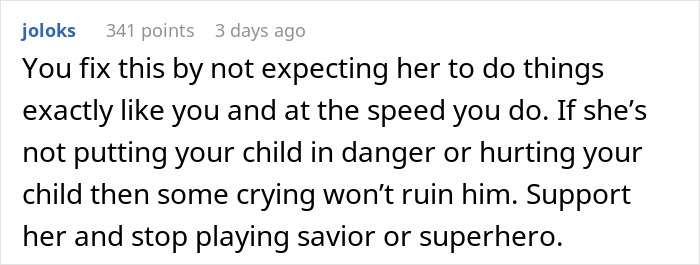 New mom struggling to care for baby while husband looks on, unable to stop judging her efforts and challenges.