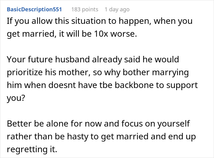 Comment advising caution about a man lashing out at fianc&eacute;e after his family went dress shopping without her.