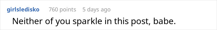 Screenshot of a Reddit comment saying Neither of you sparkle in this post, babe, related to man refusing to check restaurant menu.