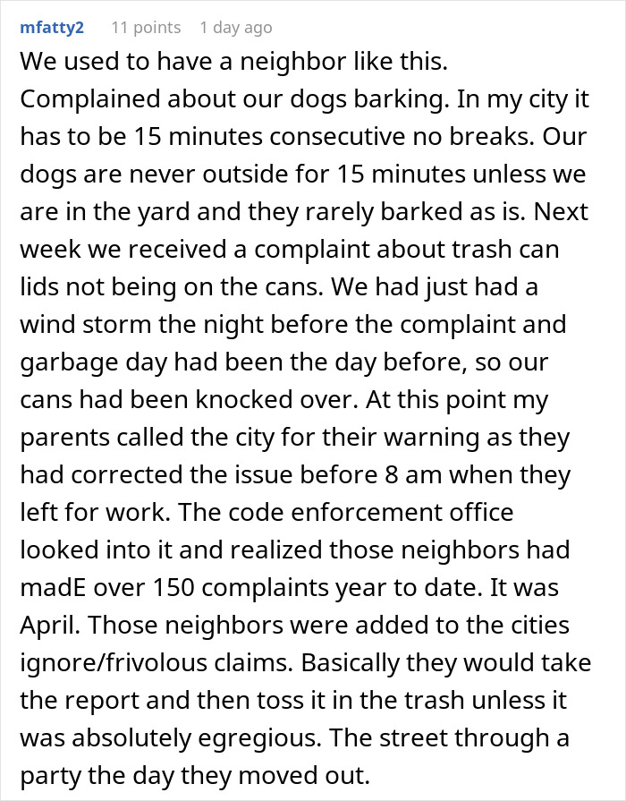 Comment detailing neighbor complaints and retaliation involving 1900s Greek chanting music in a neighbor wars dispute. Comment detailing neighbor complaints and retaliation involving 1900s Greek chanting music in a neighbor wars dispute.