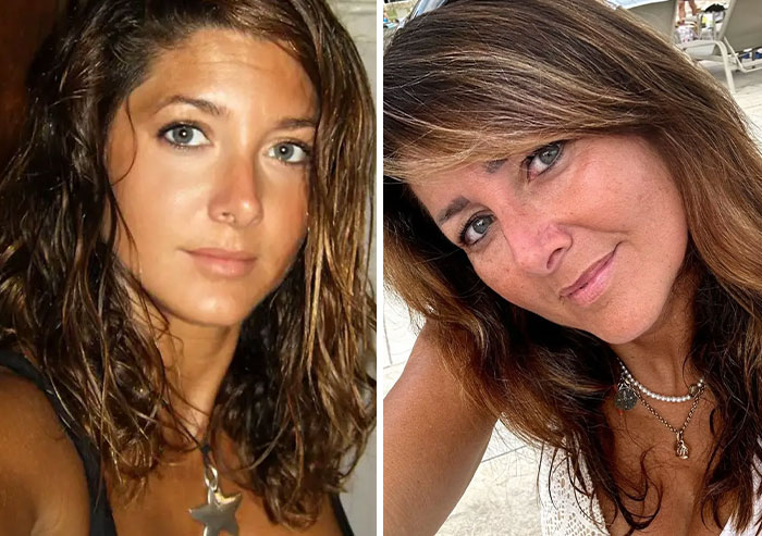 Fotos de padres iconos cuando eran jóvenes, mostrando estilo y personalidad únicas en dos retratos femeninos.