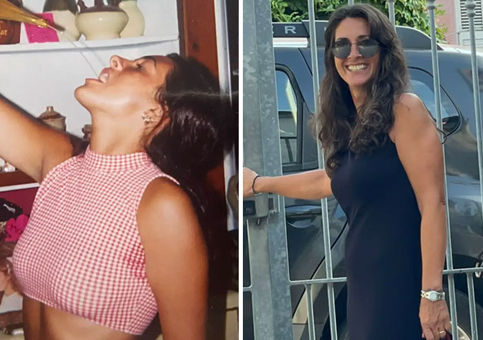 Mujer joven y mujer adulta posando, mostrando un icono de estilo y actitud cuando eran jóvenes, padres icónicos compartidos.