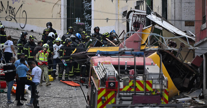 Horrifying Tragedy As Iconic Tram Plunges Down Hill And Slams Into Building In Portugal
