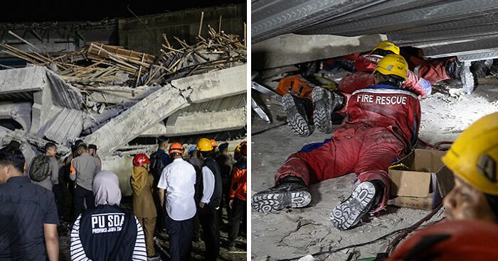Over 60 Children Buried Under Collapsed School As Rescuers Race To Find Survivors