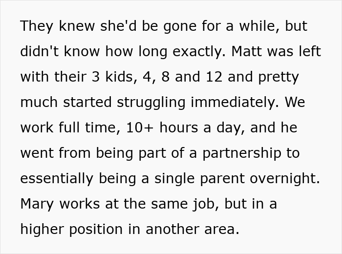 Woman helps struggling coworker coping with family loss, gets mistaken for a mistress in a workplace situation. Woman helps struggling coworker coping with family loss, gets mistaken for a mistress in a workplace situation.