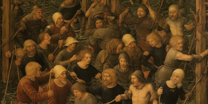 Medieval painting depicting a crowded scene, illustrating history anecdotes that reveal surprising facts about the past.