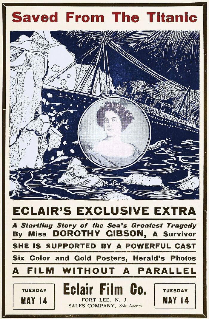 Vintage Titanic poster featuring a survivor's story, related to history anecdotes about past maritime tragedies.