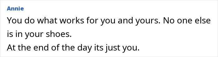 Comment by Annie emphasizing personal choice and support during Bruce Willis' dementia battle and family house decision. Comment by Annie emphasizing personal choice and support during Bruce Willis' dementia battle and family house decision.