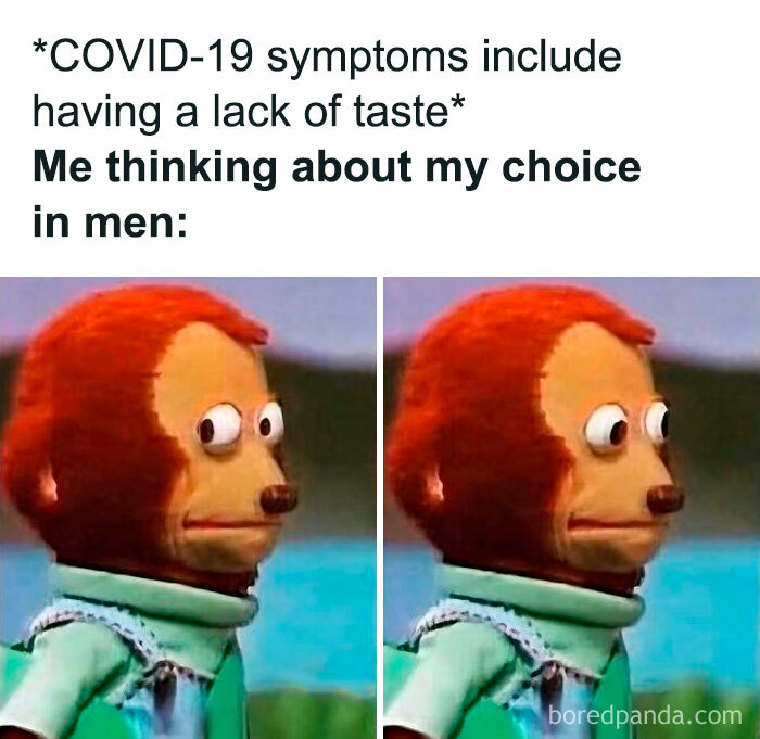 Meme showing a side-eye monkey puppet expressing awkwardness about dating choices in funny dating memes.