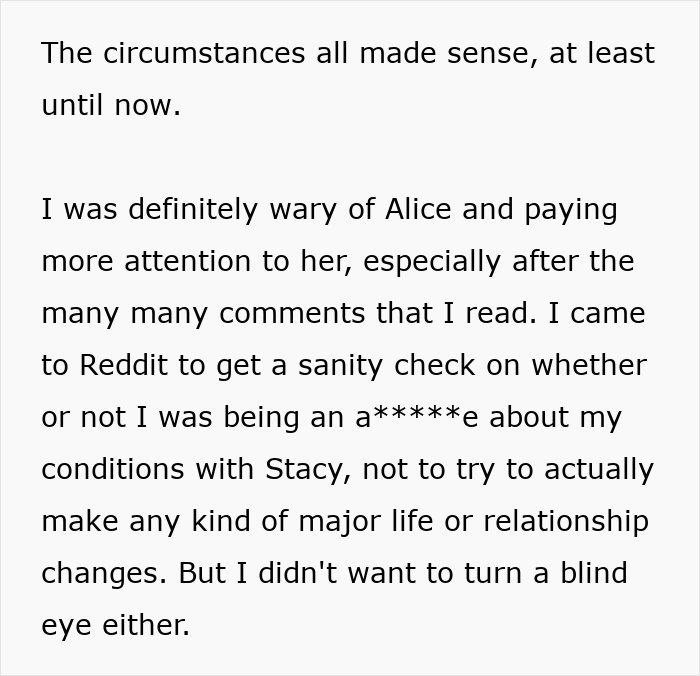 Text excerpt discussing a man defending his daughter&rsquo;s room and choosing her over his fianc&eacute;e in a relationship conflict.