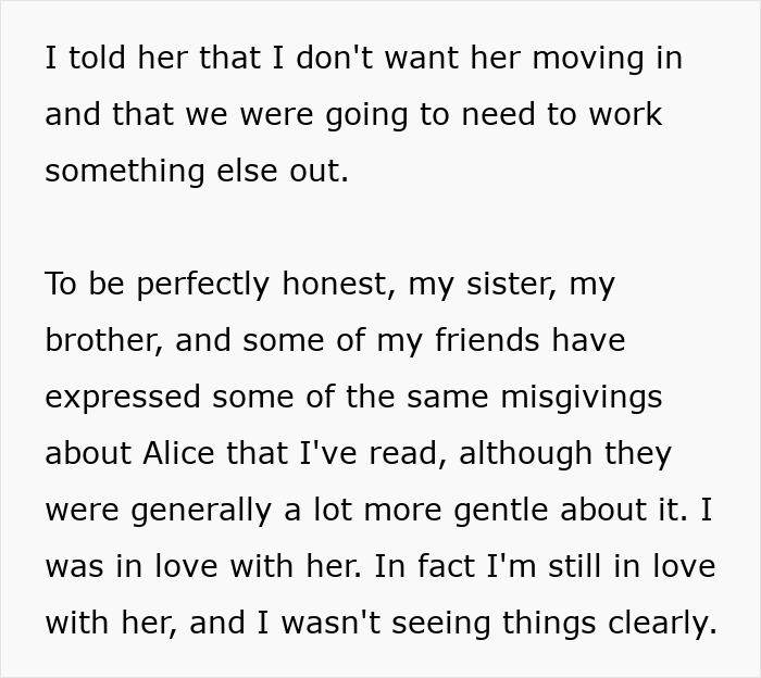 Text excerpt discussing a man defending his daughter&rsquo;s room and choosing her over his fianc&eacute;e and their future together.