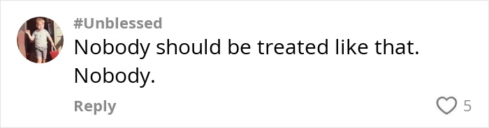 Comment expressing that nobody should be treated badly, relating to passenger attacks on a plus-size seatmate. Comment expressing that nobody should be treated badly, relating to passenger attacks on a plus-size seatmate.