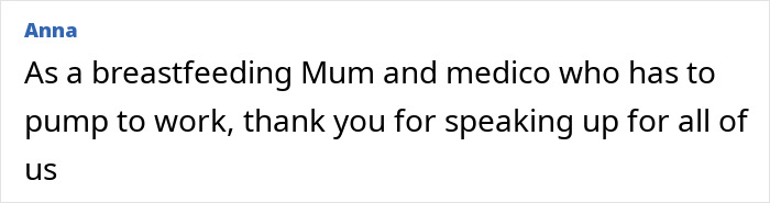 Comment from breastfeeding mum and medico thanking for raising awareness of health risks and stigma around breastfeeding.