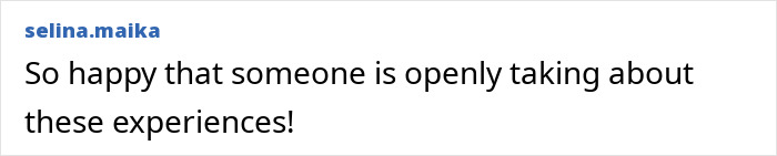 Comment from user selina.maika expressing happiness about someone openly discussing experiences related to hair and teeth growing inside a 9-year-old girl.