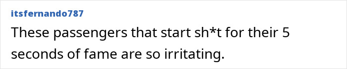 Text comment about entitled passenger going viral for being kicked off flight after telling attendant to shut up, expressing irritation. Text comment about entitled passenger going viral for being kicked off flight after telling attendant to shut up, expressing irritation.