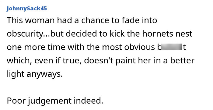 Text post commenting on a woman&rsquo;s poor judgment in a heated discussion related to the Coldplay kisscam saga.