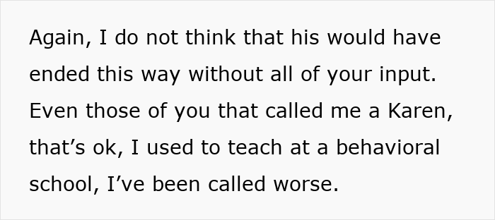 Text image showing a statement about input and reactions, linked to a couple confronted by elderly neighbor over affair claims.