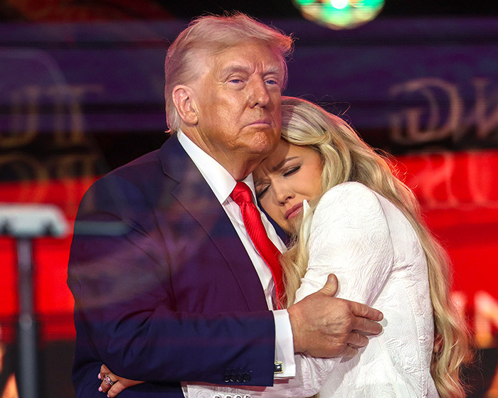 Donald Trump embracing Erika Kirk, highlighting their past connection as resurfaced bikini photos gain attention.