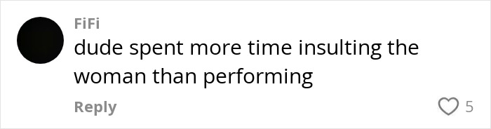 Comment criticizing ex-con rock star for fat shaming a woman who rushed the stage during a controversial incident.