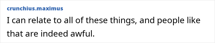 Text post from user crunchius.maximus saying he relates to all these things and calls people like that awful, referencing Charlie Kirk bullying claims.