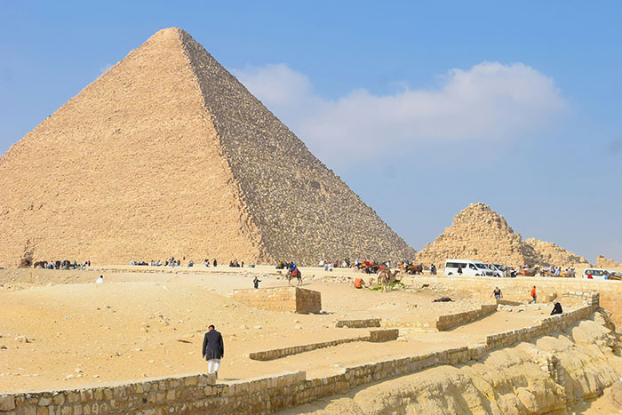 Great Pyramid of Giza under clear sky, showcasing one of the unbelievable facts that are actually true about ancient structures.