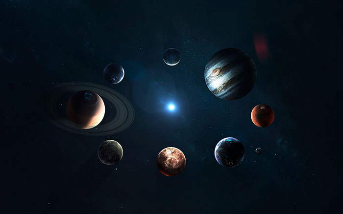 Solar system planets aligned in space, illustrating unbelievable but true facts about planets and astronomy.