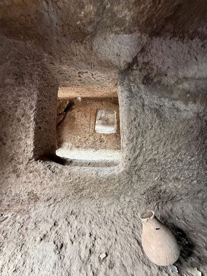 Ancient stone chamber inside a 5,000-year-old fairy house archaeological site on the Italian island of Sardinia. Ancient stone chamber inside a 5,000-year-old fairy house archaeological site on the Italian island of Sardinia.