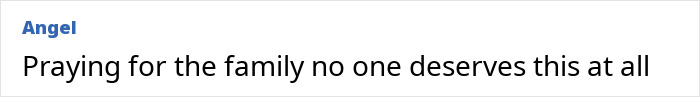 Comment text on a white background expressing sympathy for a family in a flight attendant&rsquo;s mysterious disappearance case.