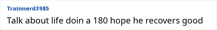 Comment saying hope for recovery after being bent at 180 degrees, referencing folded boy&rsquo;s condition and life struggles.