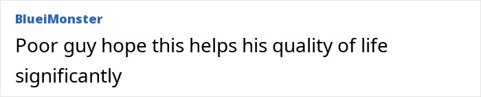 Comment text on a white background expressing hope that the folded boy's quality of life improves significantly.