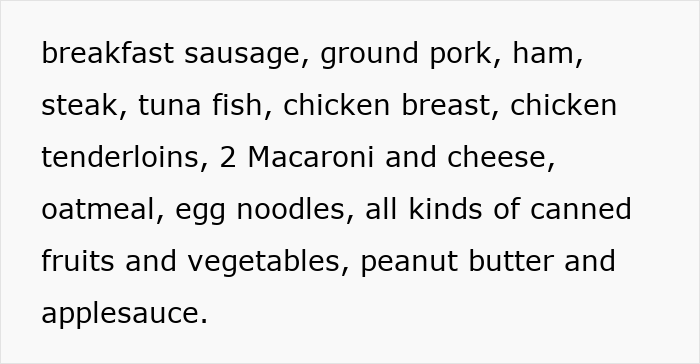 Woman documents trip to food bank showing food options, highlighting USA richest poor people controversy and public reaction.