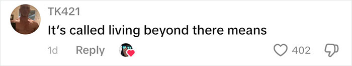 Comment on social media post stating living beyond means, highlighting discussion on richest poor people in the USA.