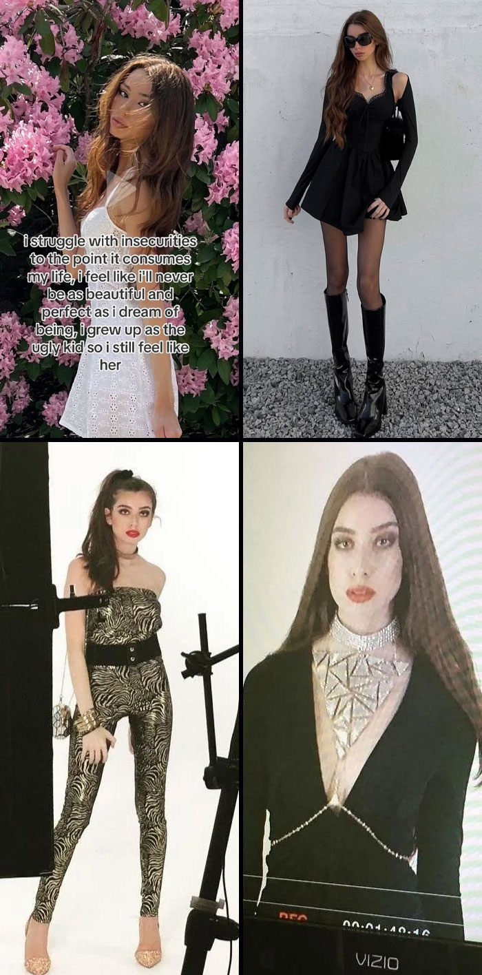 Four influencers posing in fashion outfits, illustrating moments people had to call out their ridiculous behavior.