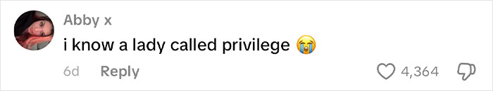 Social media comment from Abby mentioning an African name called privilege with crying emoji and high likes. Social media comment from Abby mentioning an African name called privilege with crying emoji and high likes.