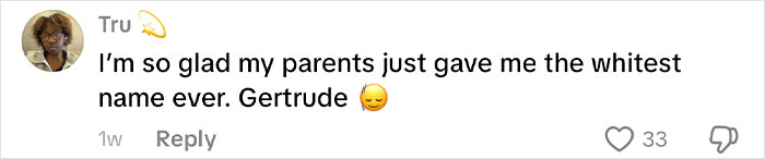 Comment displaying a user expressing gratitude for having a very white name, related to African names people can’t believe are real. Comment displaying a user expressing gratitude for having a very white name, related to African names people can’t believe are real.