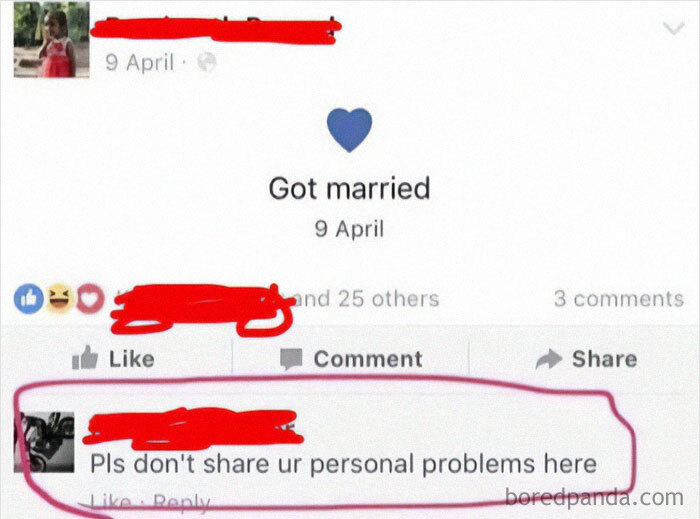 Older people failed at technology with a humorous comment on a wedding status post on social media.
