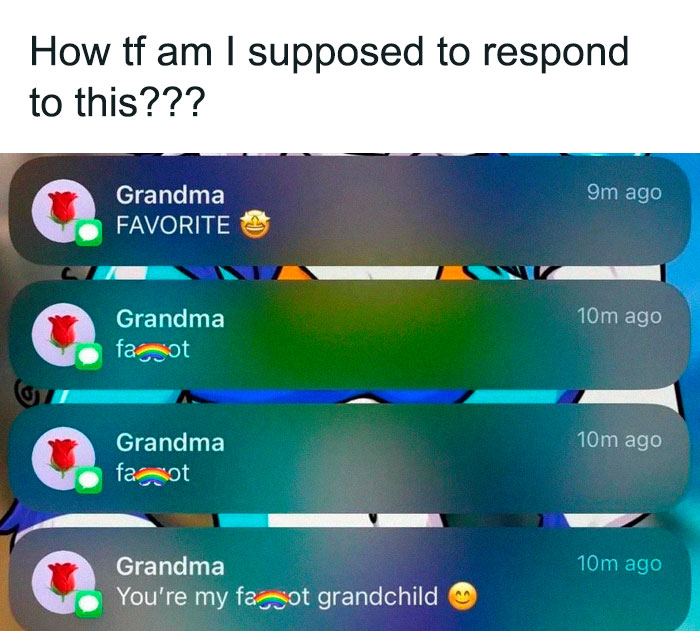 Text messages from grandma showing technology fails with emojis, highlighting older people’s humorous struggles with tech.