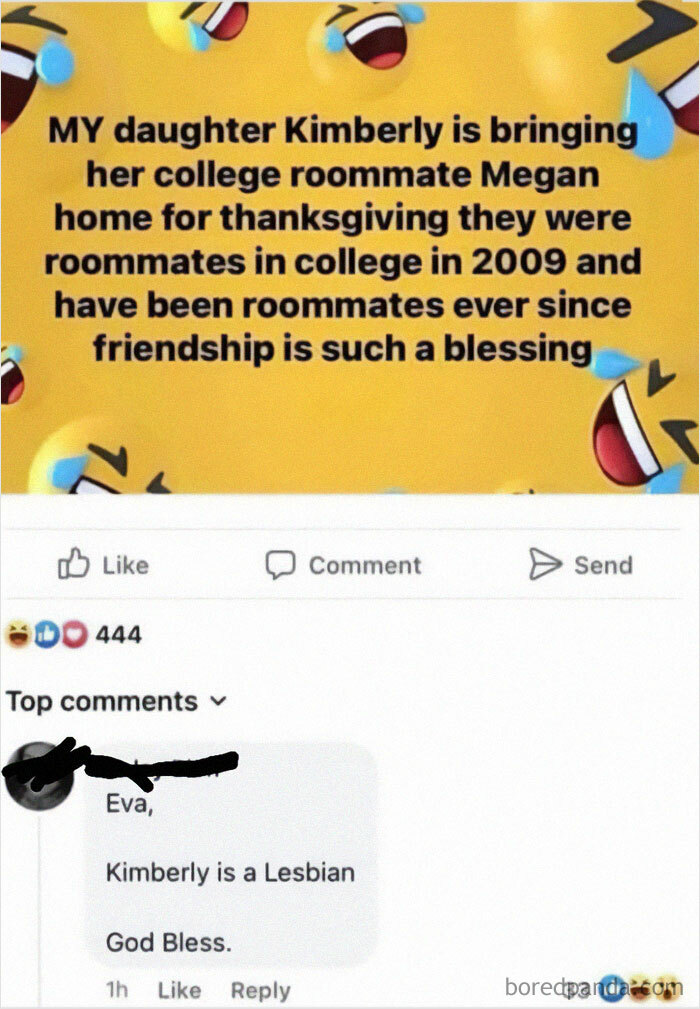 Social media post showing humorous comment under a friendship story, highlighting older people failed at technology moments.