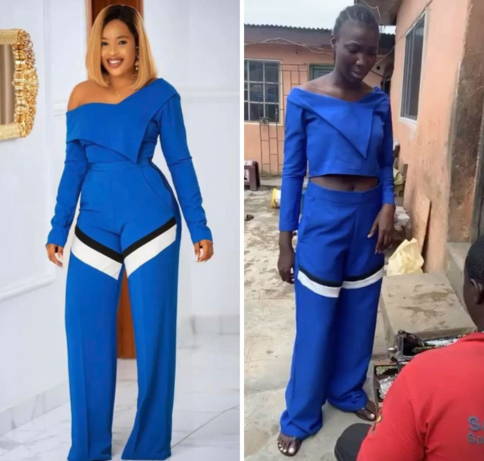 Side-by-side comparison of what was ordered versus what was received, showcasing hilarious fails in clothing.